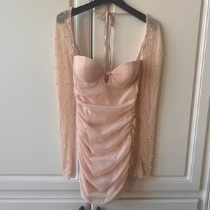 Oh Polly st Germain beaded long sleeve mini dress